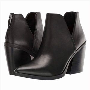 STEVE MADDEN BLACK LEATHER ALYSE ANKLE BOOTIE SZ 10